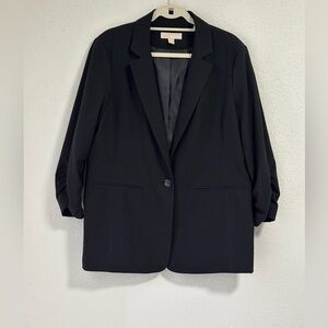 Michael kors Women’s Black Blazer Size 16 With Ruched Sleeve Great Slimming Fit.